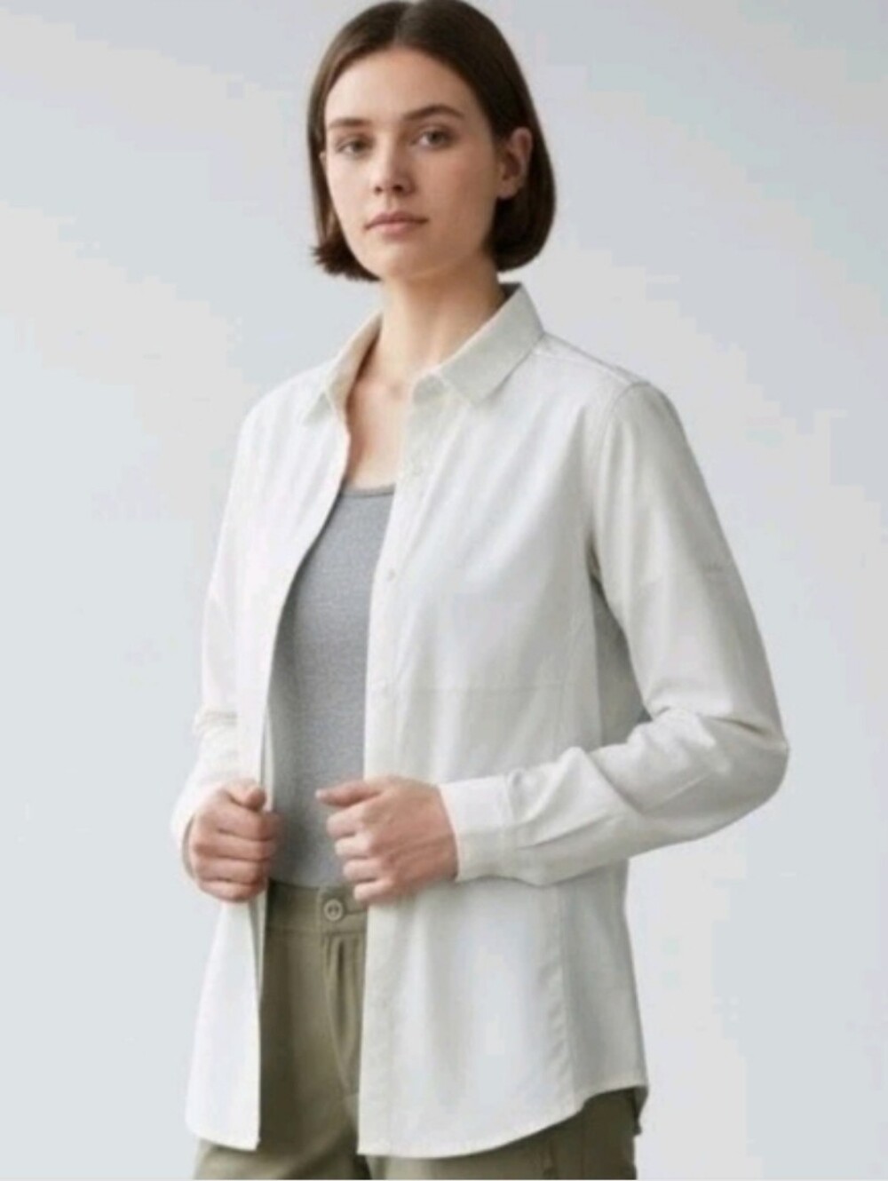 Arc'teryx Artic White Hidden Snap Long Sleeve Top Large Activewear Outdoor